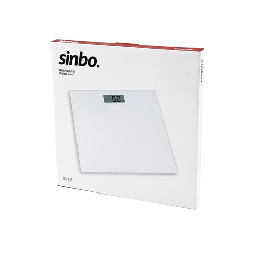 SİNBO SBS-4451 DİJİTAL - PİLLİ BEYAZ CAM BANYO BASKÜL TERAZİ TARTI LCD EKRAN 180KG/100GR 26X26CM