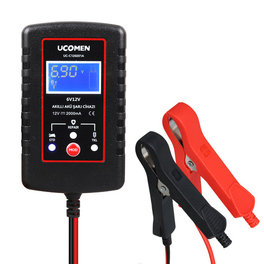 SİYAH 6/12V 2A LED GÖSTERGELİ AKÜ ŞARJ CİHAZI UC-C120201A
