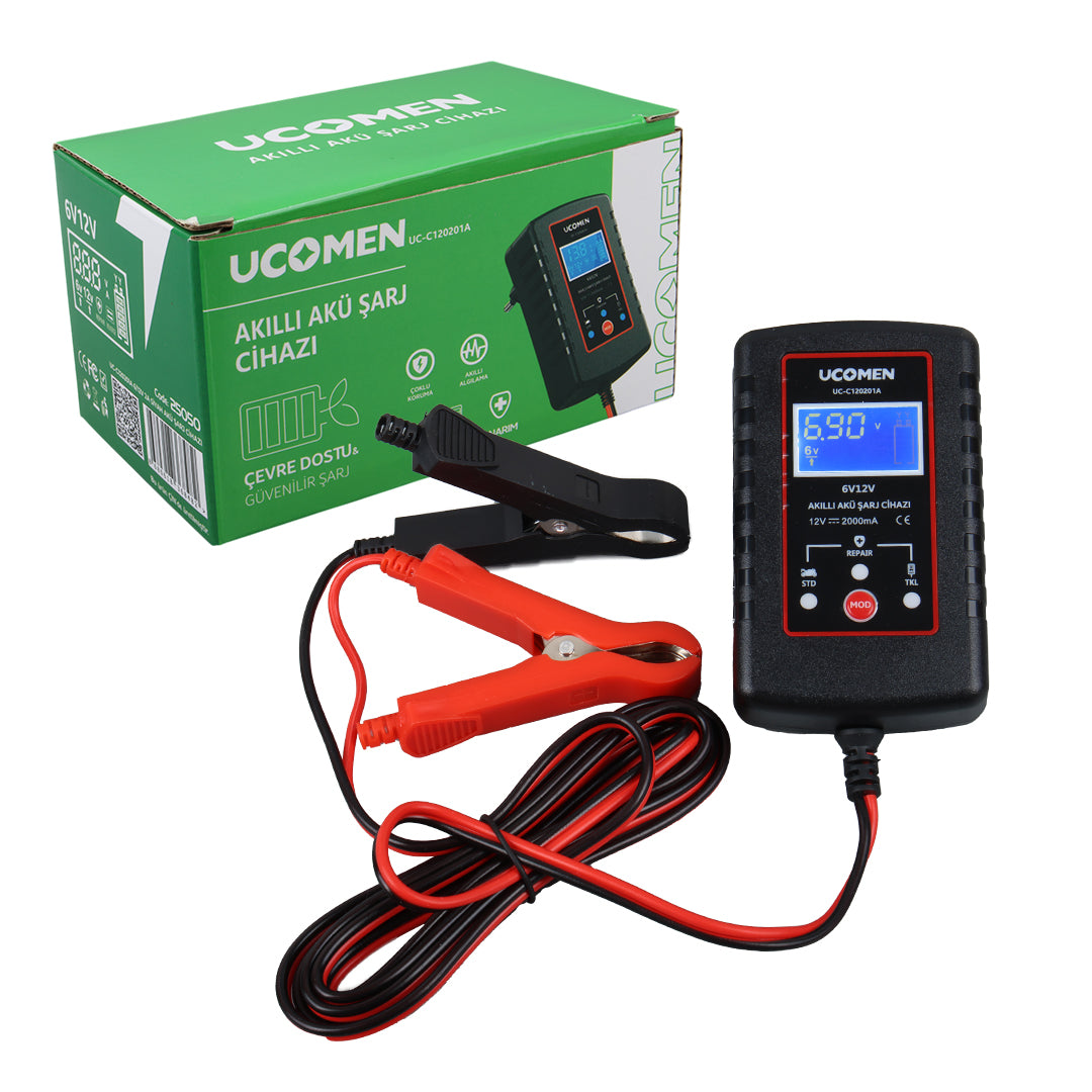 SİYAH 6/12V 2A LED GÖSTERGELİ AKÜ ŞARJ CİHAZI UC-C120201A