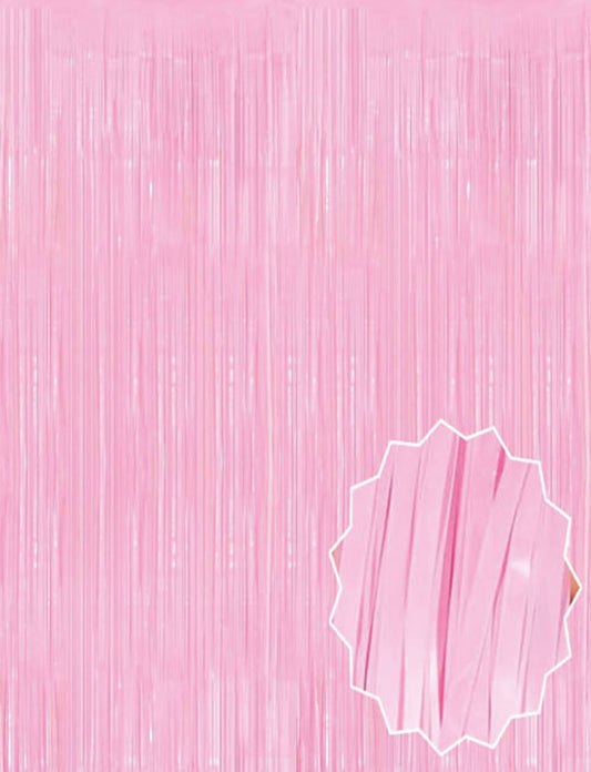 Soft Pembe Püsküllü Kapı Perdesi - Parti, Baby Shower, Cinsiyet Partisi 1x2 m