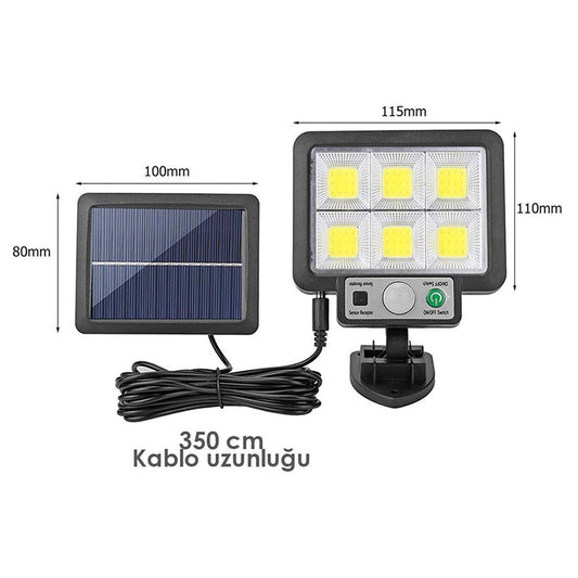 SOLAR PANELLİ HAREKET SENSÖRLÜ ÜÇ MODLU DUVAR LAMBASI