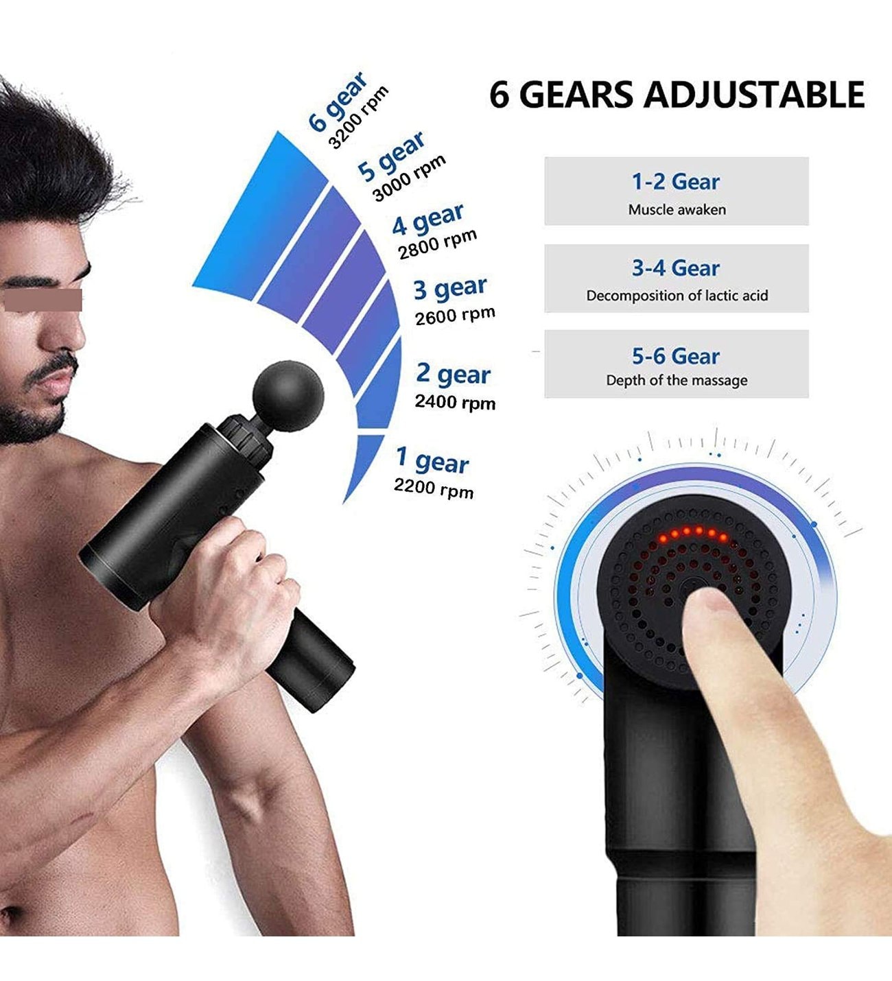 Sporcu Masaj Aleti 4 Başlıklı Şarjlı Titreşimli Yoğurmalı