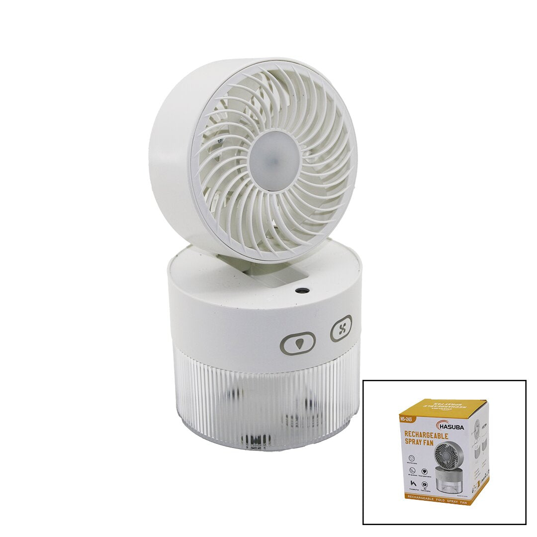 SU SPREYLİ  KATLANIR BAŞLIK - 90 DERECE IŞIKLI USB MİNİ FAN ÇAP=11.2CM - Y:13.5-20.5CM 3 KADEME HIZ  350ML