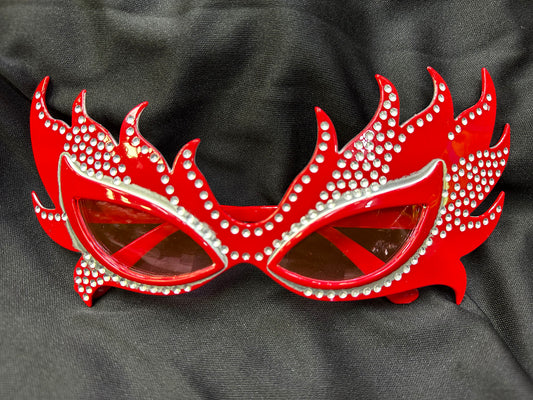 Taşlı Göz Kamaştıran Gecenin Yıldızı Kırmızı Parti Alev Gözlük