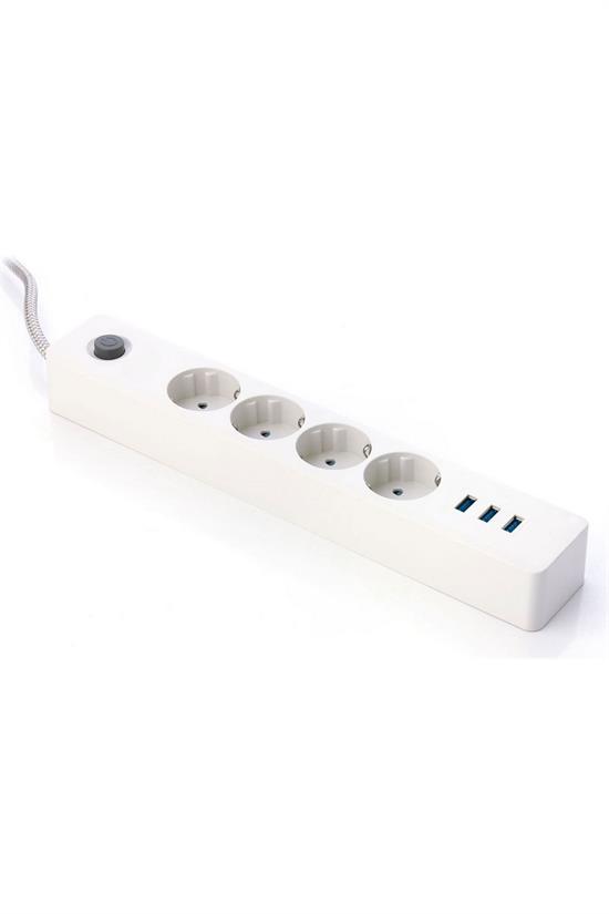 Termak Akım Korumalı 4 Priz 3 USB Girişli Uzatma Kablosu Güç ve Şarj SİYAH RENK GÖNDERİLİR