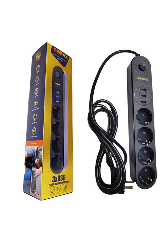 Termal Akım Korumalı Grup Priz Ve 3’lü Usb Şarj Aleti