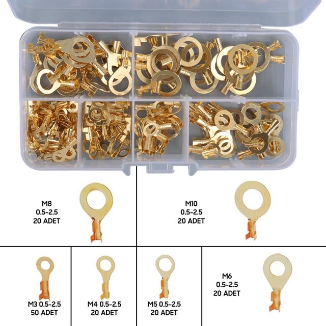 Topraklama Kablo Pabuç Seti 6 Çeşit 150 Parça (M10-M8-M6-M5-M4-M3)