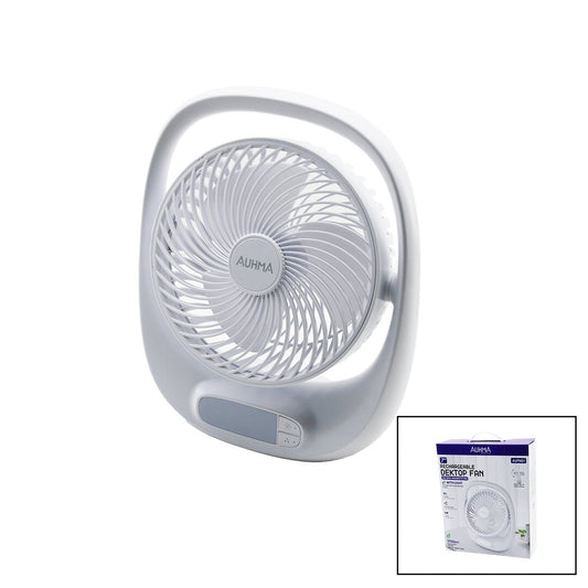 USB 7 İNÇ- 20CM MASA ÜSTÜ FAN VANTİLATÖR IŞIKLI 5W 180 DERECE 3 KADEME HIZ - 3 PERVANE STAND=24.8X30.5X8CM AUFN-01