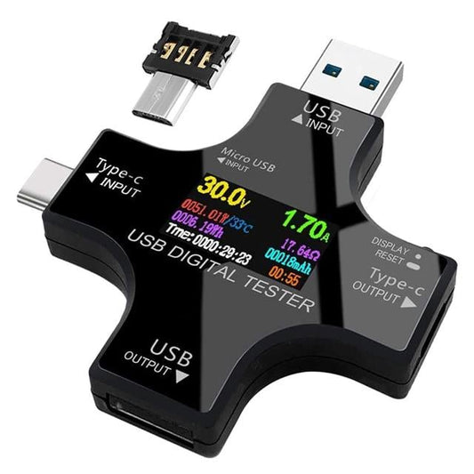 USB Tester Voltmetre Ampermetre Akım Göstergesi Multimetre Test Cihazı OTG Destekli