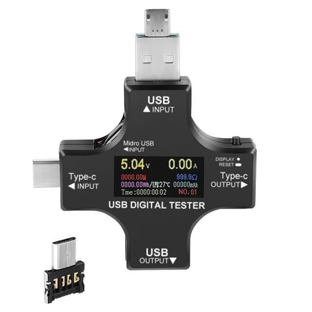 USB Tester Voltmetre Ampermetre Akım Göstergesi Multimetre Test Cihazı OTG Destekli