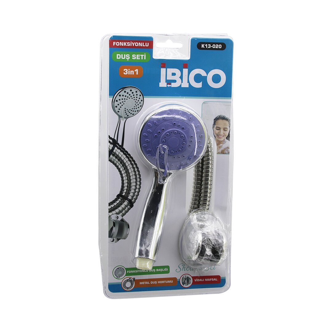 VAKUMLU AMBALAJ3İN1DUŞ SETİ FONKSİYONLU DUŞ BAŞLIK - METAL DUŞ HORTUM - MAFSAL=ASKI VİDALI