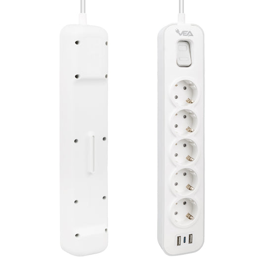 VE-NOVA105U A CLASS 5Lİ 2 USBLİ ANAHTARLI 1.5 METRE AKIM KORUMALI GRUP PRİZ (MADE IN MALAYSIA)