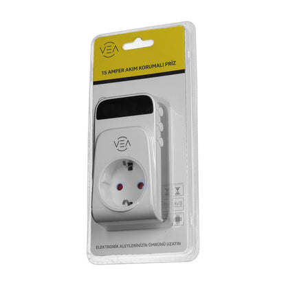 VEA VE-25530 15A 3520W TEKLİ DİJİTAL GÖSTERGELİ AKIM KORUMALI PRİZ AŞIRI YÜKSEK GERİLİM