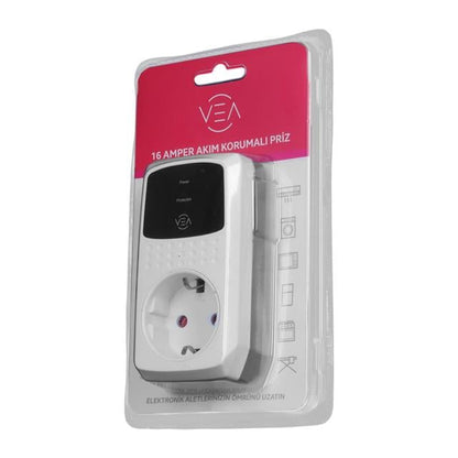 Vea VE-25532 16A 4000W Tekli Akım Korumalı Priz Aşırı Yüksek Gerilim