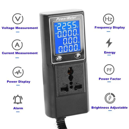Volt Amper Watt HZ Güç Ölçer Dijital Ekranlı (Powermeter)
