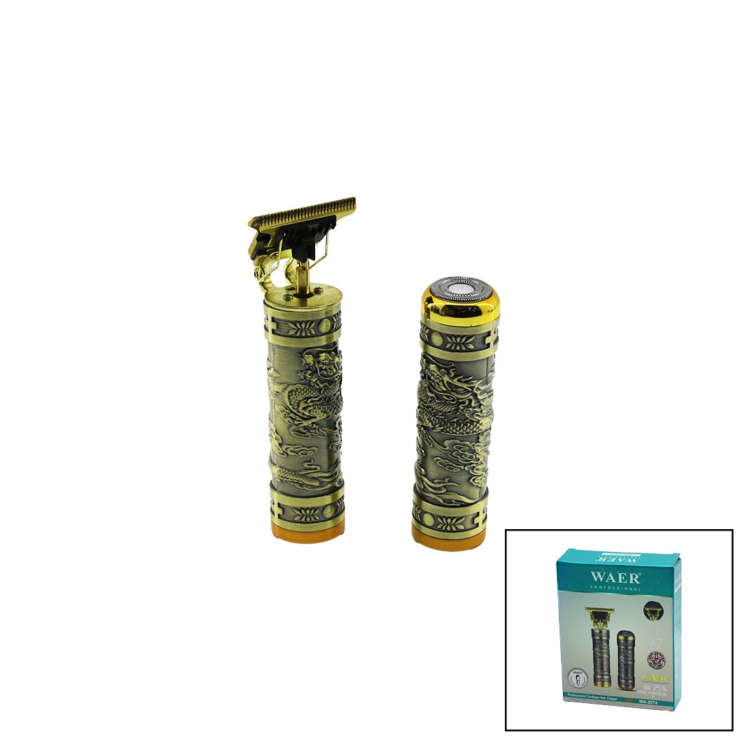 WAER WA-2074 X7 2Lİ SET SAÇ SAKAL KESME TRAŞ MAKİNESİ - TÜY ALMABASKILI METAL GÖVDET BIÇAKUSB ŞARJLI