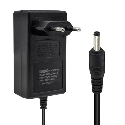 18 VOLT - 1 AMPER 3.5*1.35 UÇLU YERLİ ÜRETİM PRİZ TİPİ ADAPTÖR