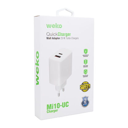WK-21446 S11-UC 25 WATT 3.0 AMPER TYPE-C + USB ŞARJ BAŞLIK ADAPTÖRÜ