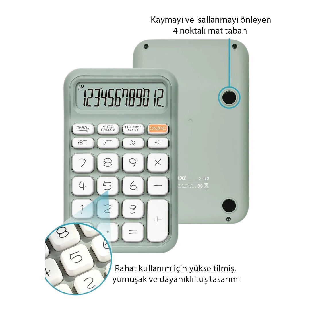 YEŞİL 12 HANELİ HESAP MAKİNESİ