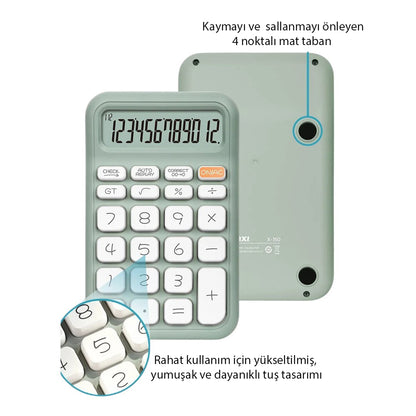 YEŞİL 12 HANELİ HESAP MAKİNESİ