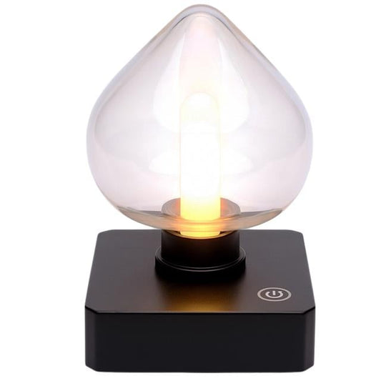 YQX-ANL95-B03 Amber Renkli Alev Efektli Dokunmatik Masa Lambası 800mAh Şarjlı (Şeffaf Kalpli)